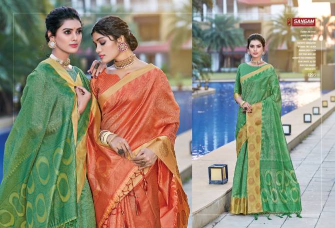 Sangam Shreeya Organza Weaving Festive Wear Heavy Rich Pallu Latest Sarees Collection